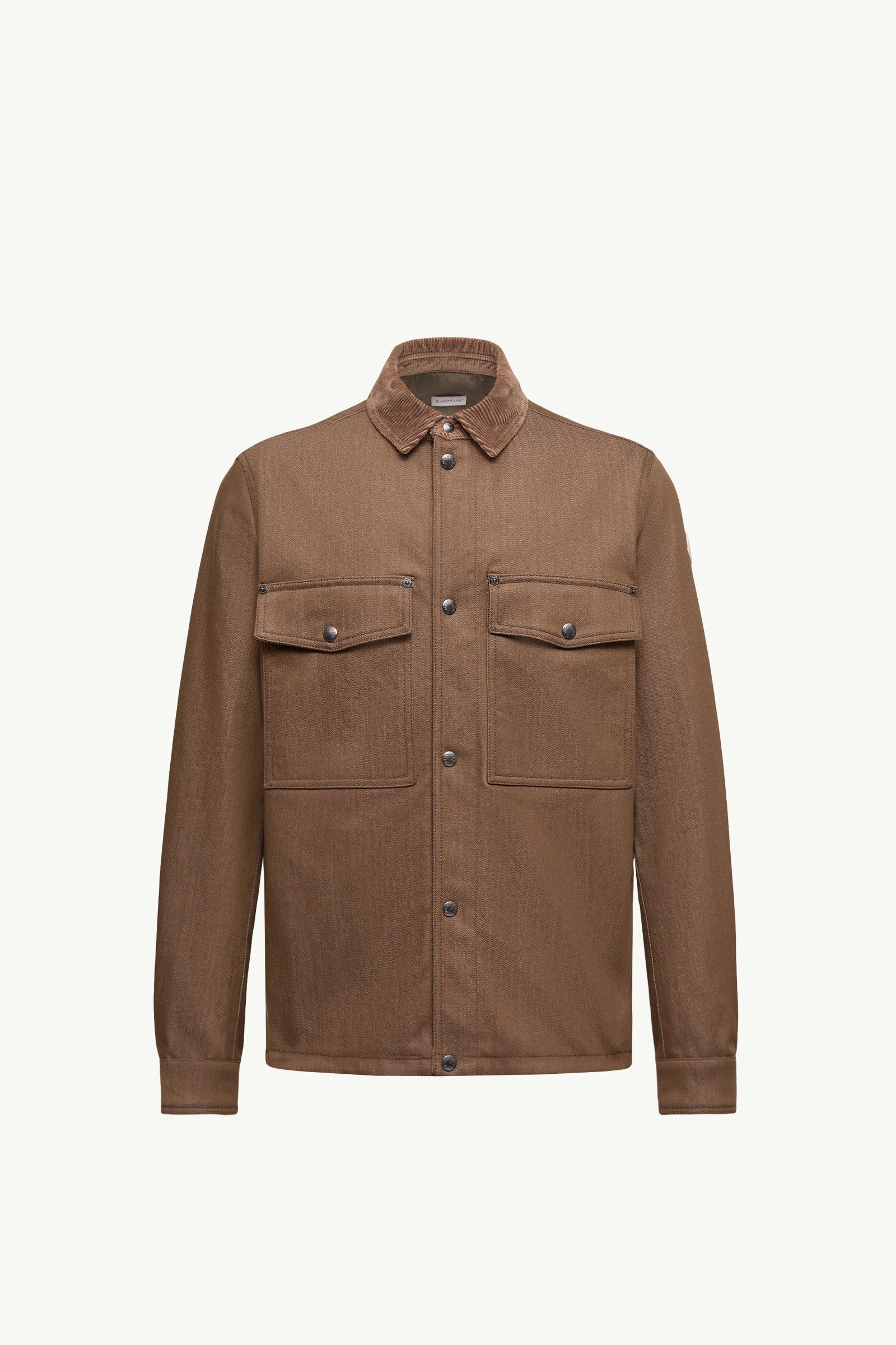 Moncler Denim Corduroy-Trimmed Shirt Jacket Brown Brown