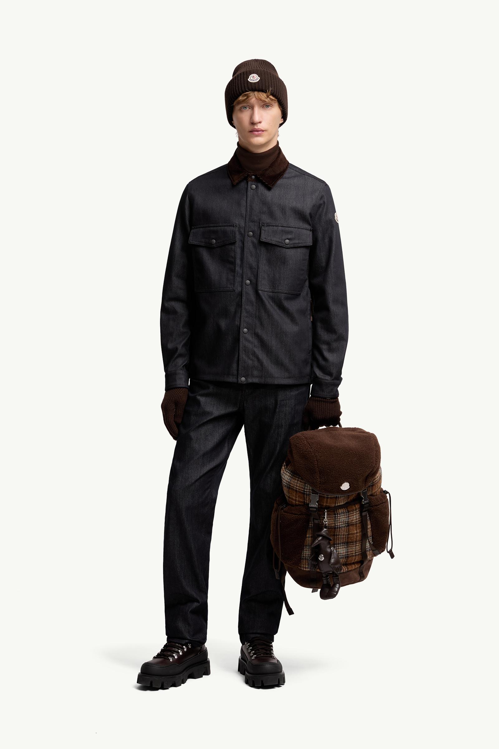 Moncler Denim Corduroy-Trimmed Shirt Jacket Dark Blue Dark Blue