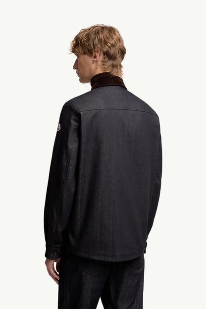 Moncler Denim Corduroy-Trimmed Shirt Jacket Dark Blue Dark Blue