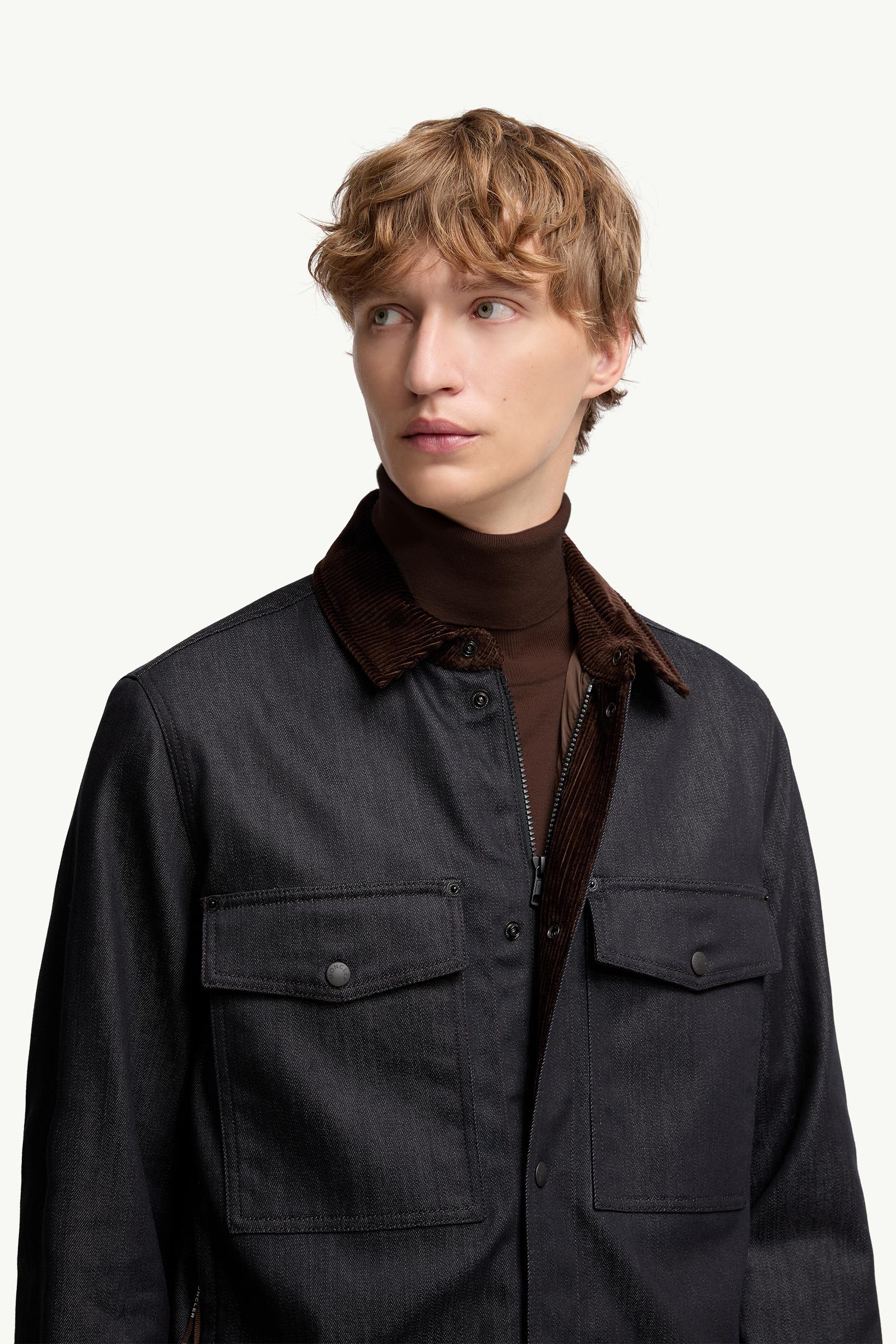 Moncler Denim Corduroy-Trimmed Shirt Jacket Dark Blue Dark Blue