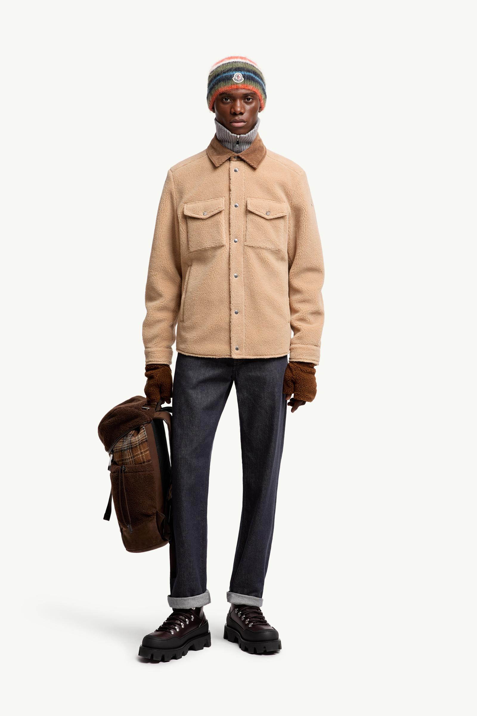 Moncler Teddy Corduroy-Trimmed Shirt Jacket Beige Beige