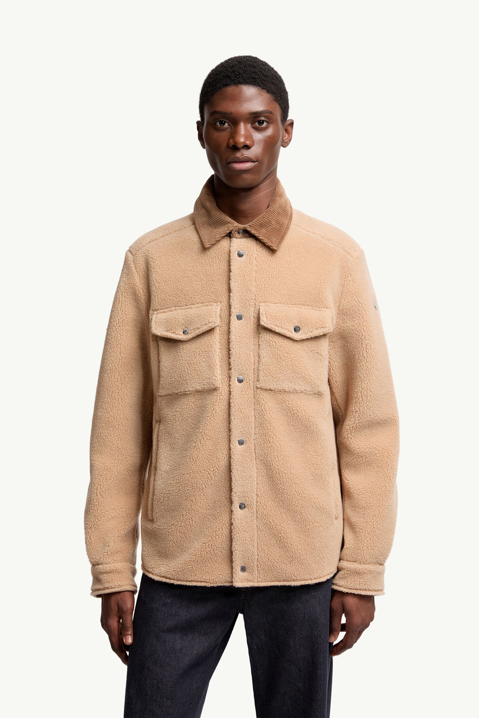 Moncler Teddy Corduroy-Trimmed Shirt Jacket Beige Beige