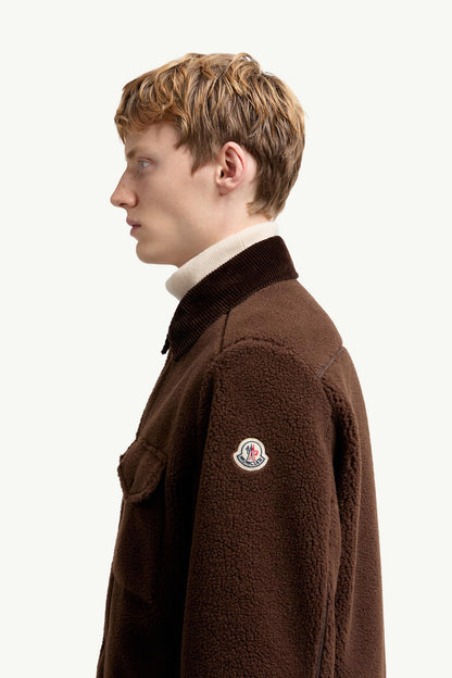 Moncler Teddy Corduroy-Trimmed Shirt Jacket Brown Brown