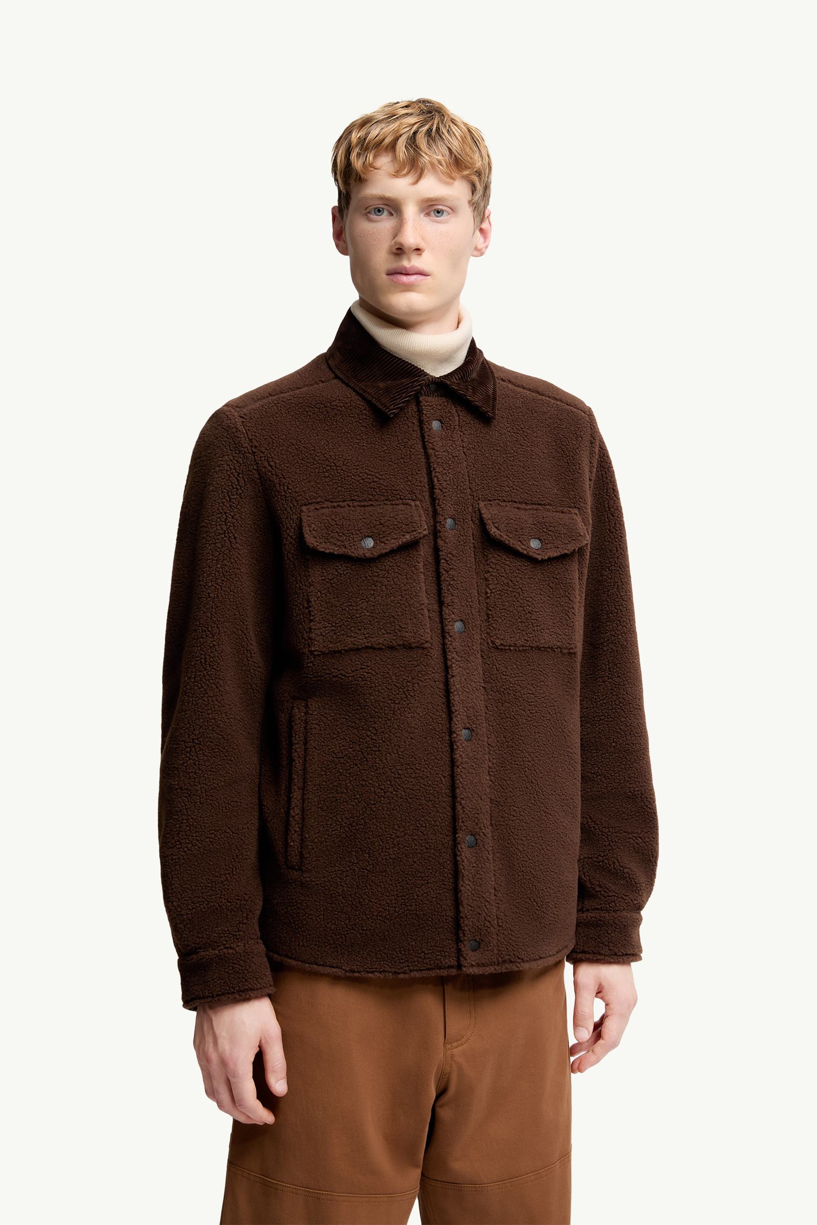 Moncler Teddy Corduroy-Trimmed Shirt Jacket Brown Brown