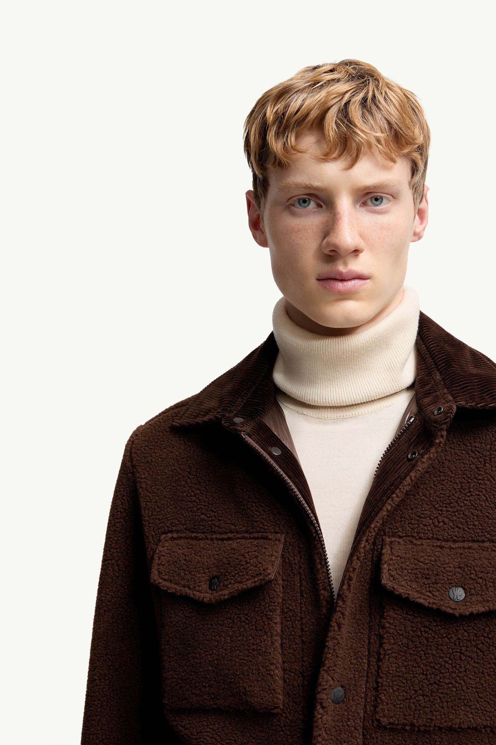 Moncler Teddy Corduroy-Trimmed Shirt Jacket Brown Brown