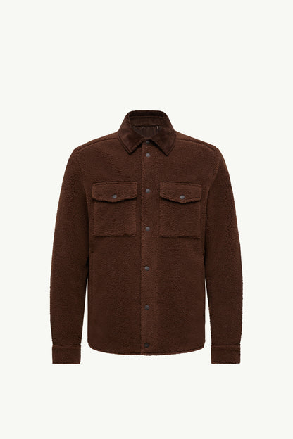 Moncler Teddy Corduroy-Trimmed Shirt Jacket Brown Brown