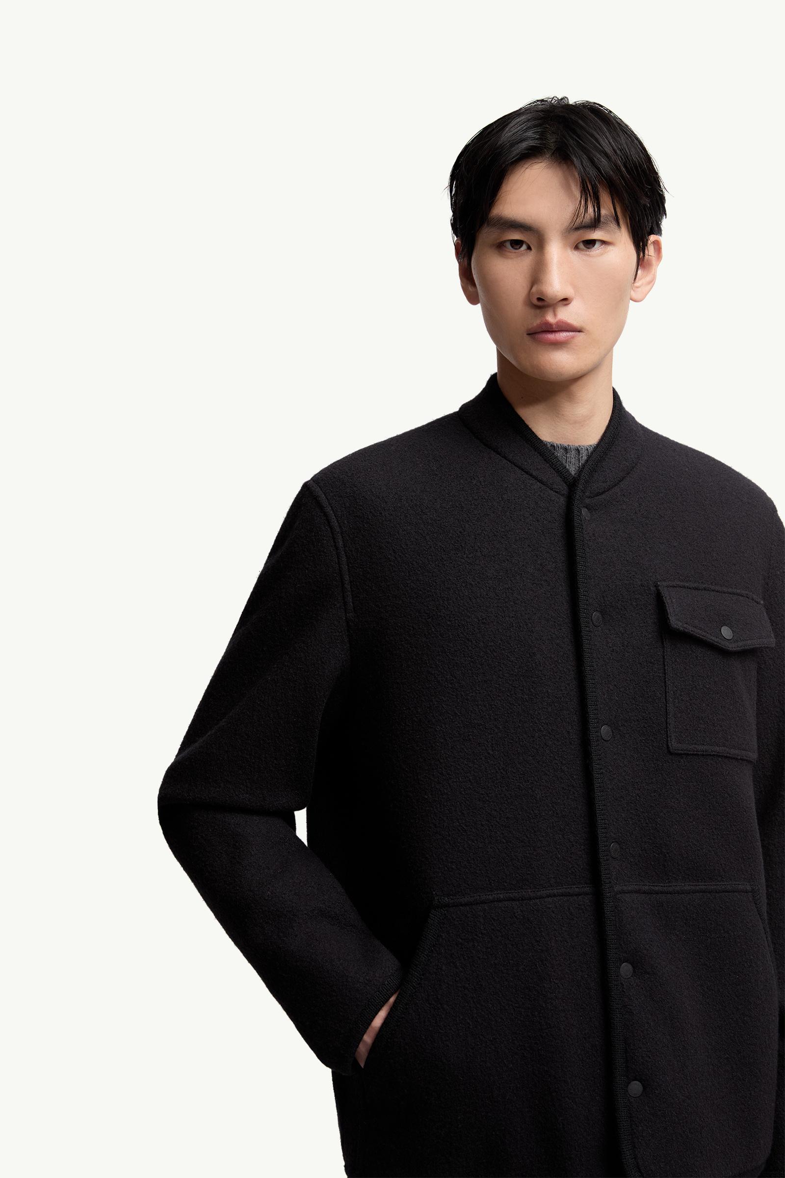 Moncler Wool Bouclé Shirt Jacket Black Black