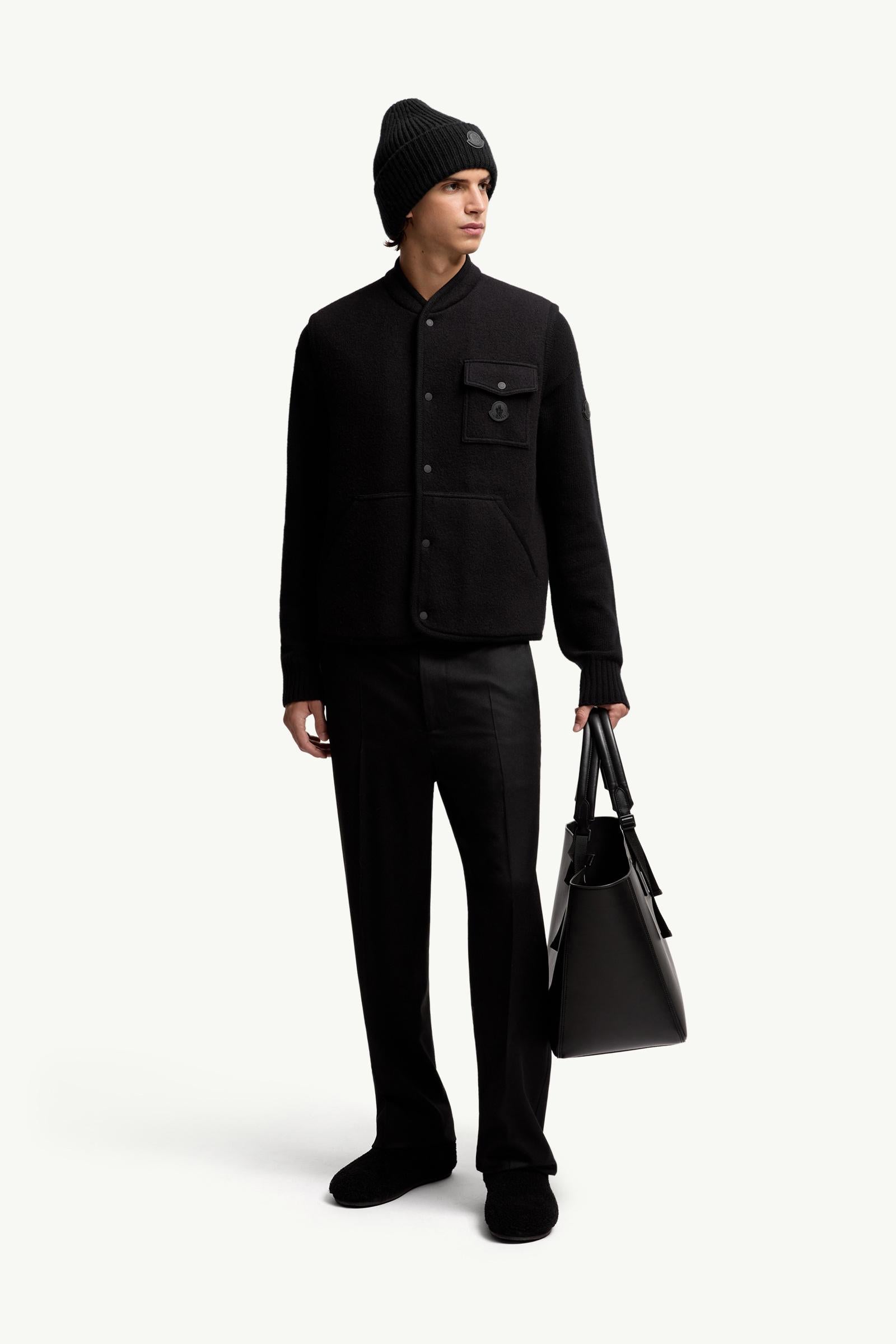 Moncler Wool Bouclé Vest Black Black