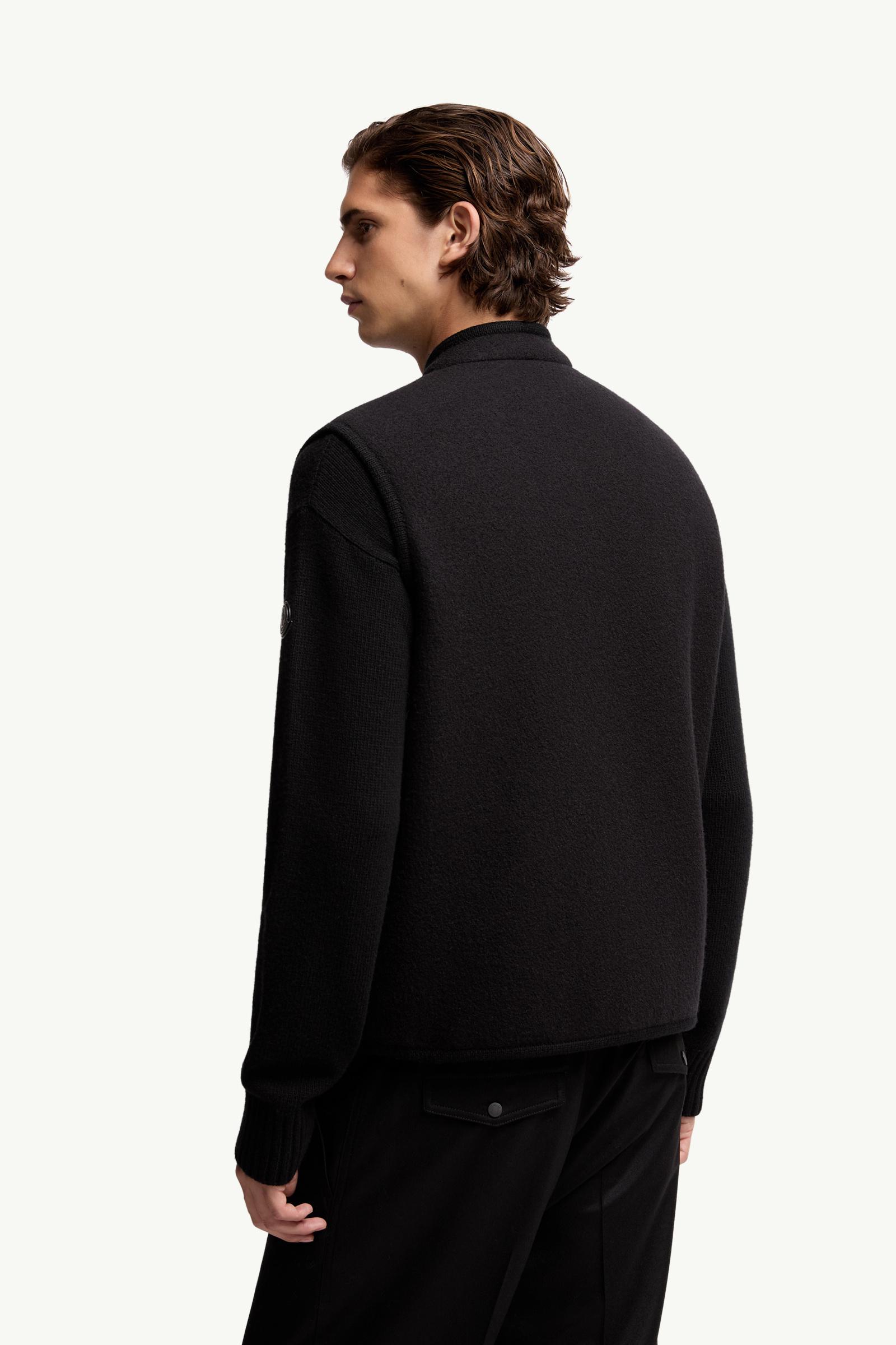 Moncler Wool Bouclé Vest Black Black