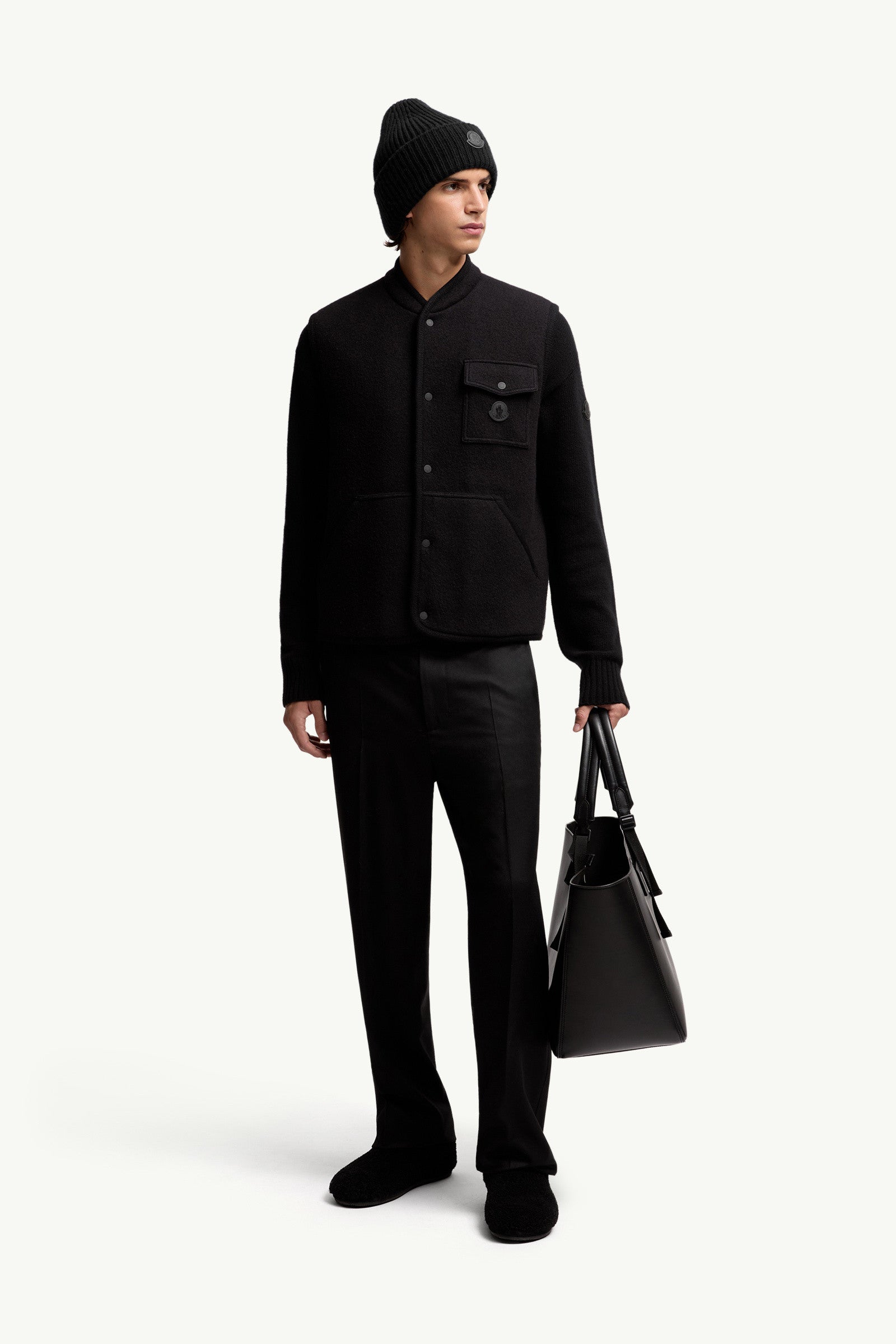 Moncler Wool Bouclé Vest Black Black