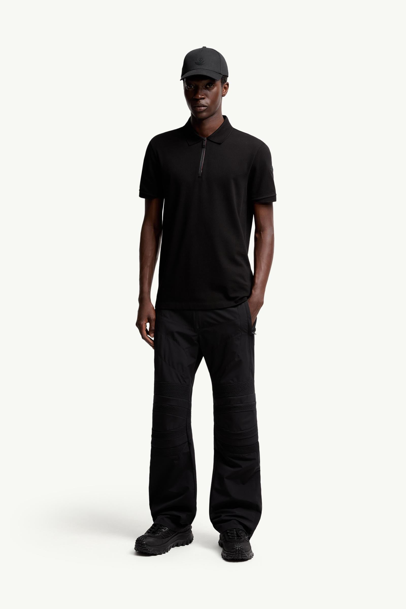 Moncler Logo Patch Cotton Piquet Polo Shirt Black Black