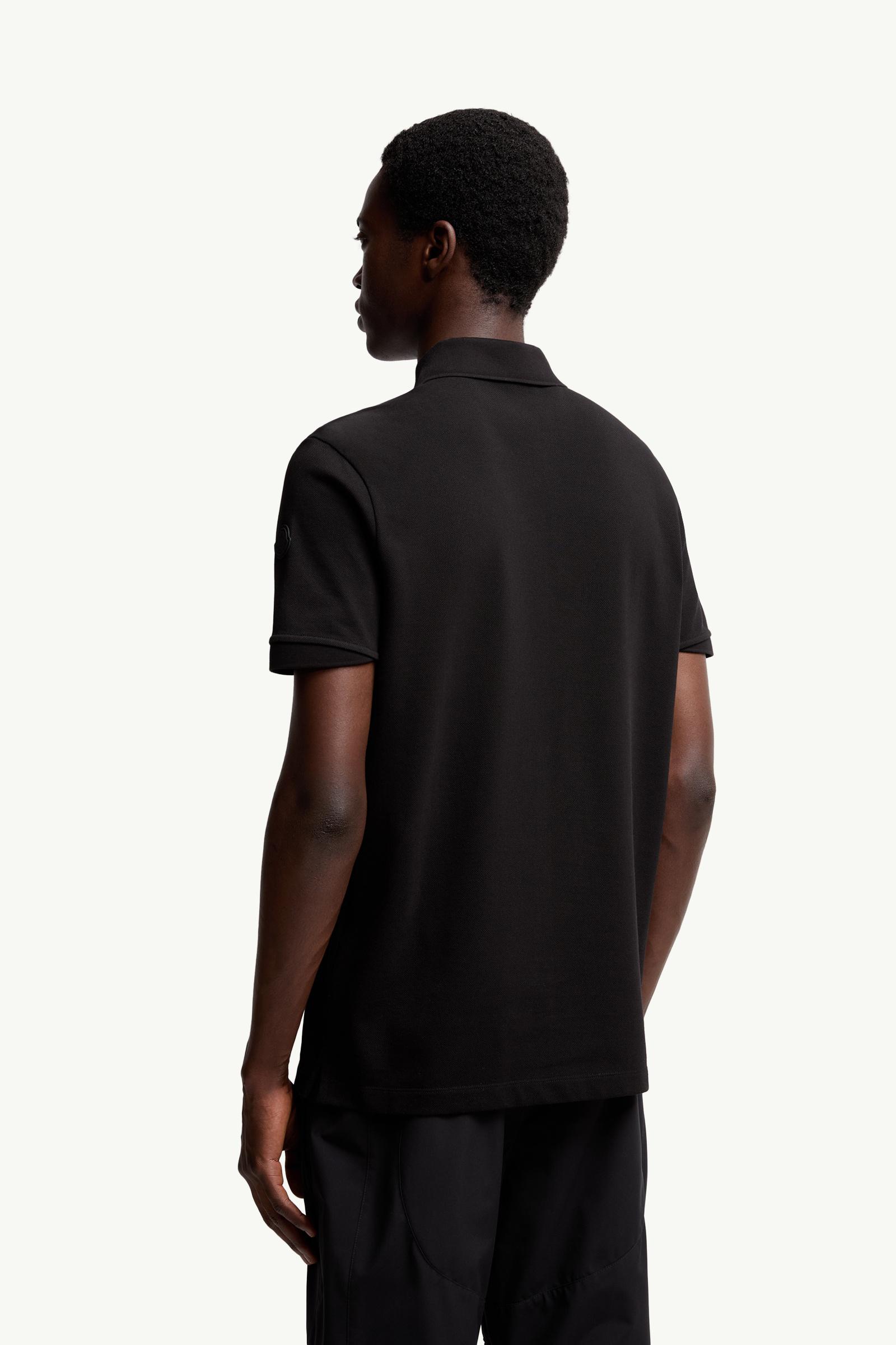 Moncler Logo Patch Cotton Piquet Polo Shirt Black Black