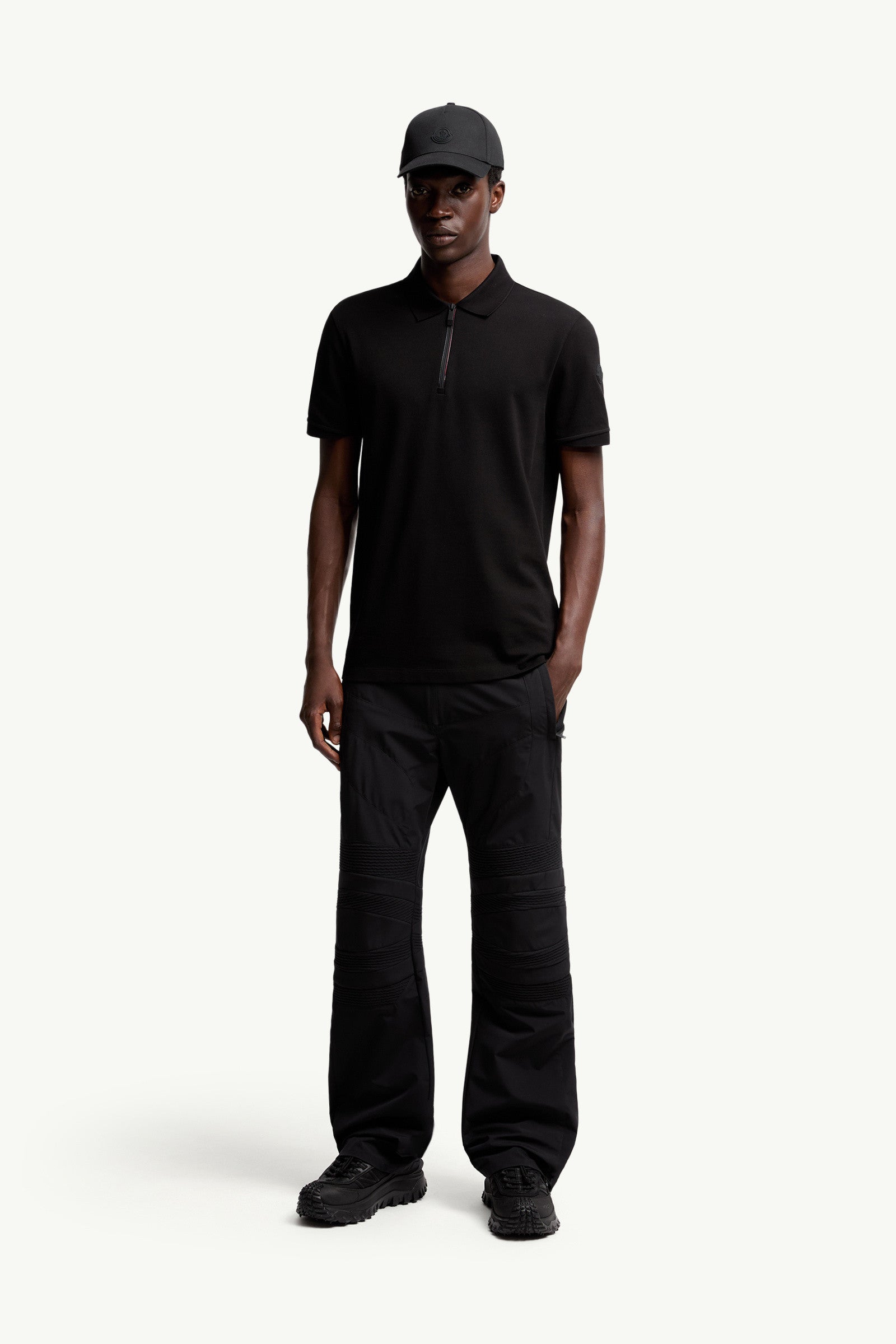 Moncler Logo Patch Cotton Piquet Polo Shirt Black Black