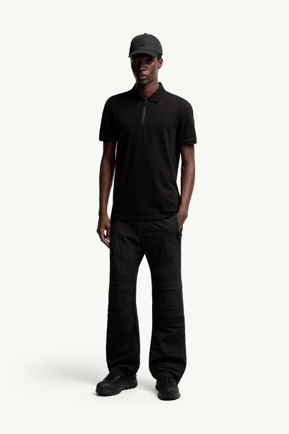 Moncler Logo Patch Cotton Piquet Polo Shirt Black Black