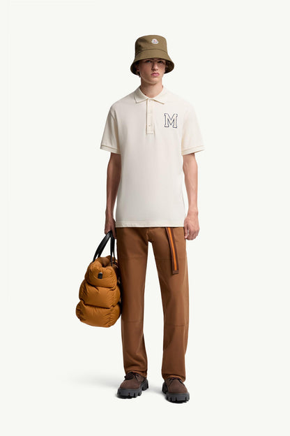 Moncler Monogram Cotton Piquet Polo Shirt White Ivory White Ivory