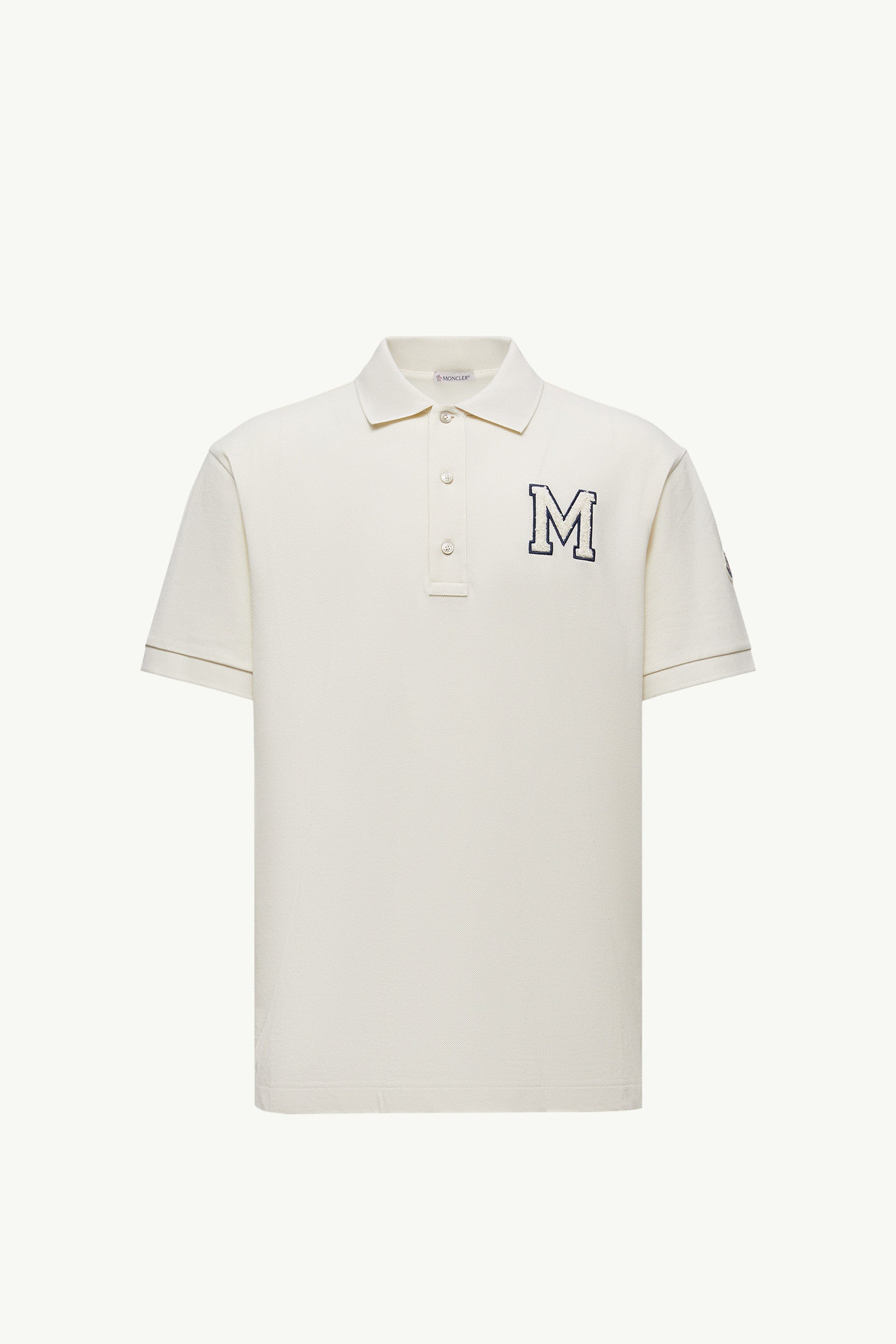 Moncler Monogram Cotton Piquet Polo Shirt White Ivory White Ivory