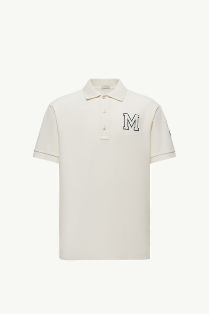 Moncler Monogram Cotton Piquet Polo Shirt White Ivory White Ivory