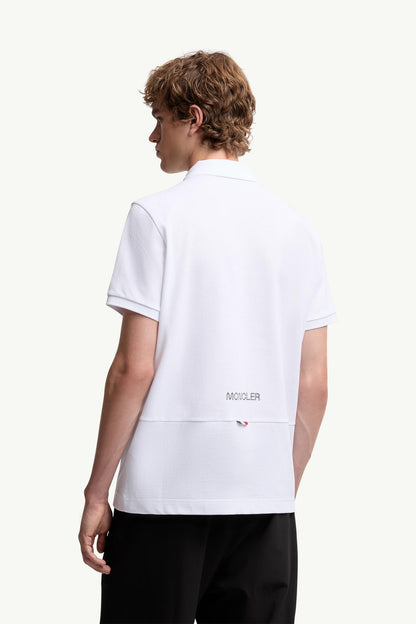 Moncler Logo Patch Cotton Piquet Polo Shirt White White