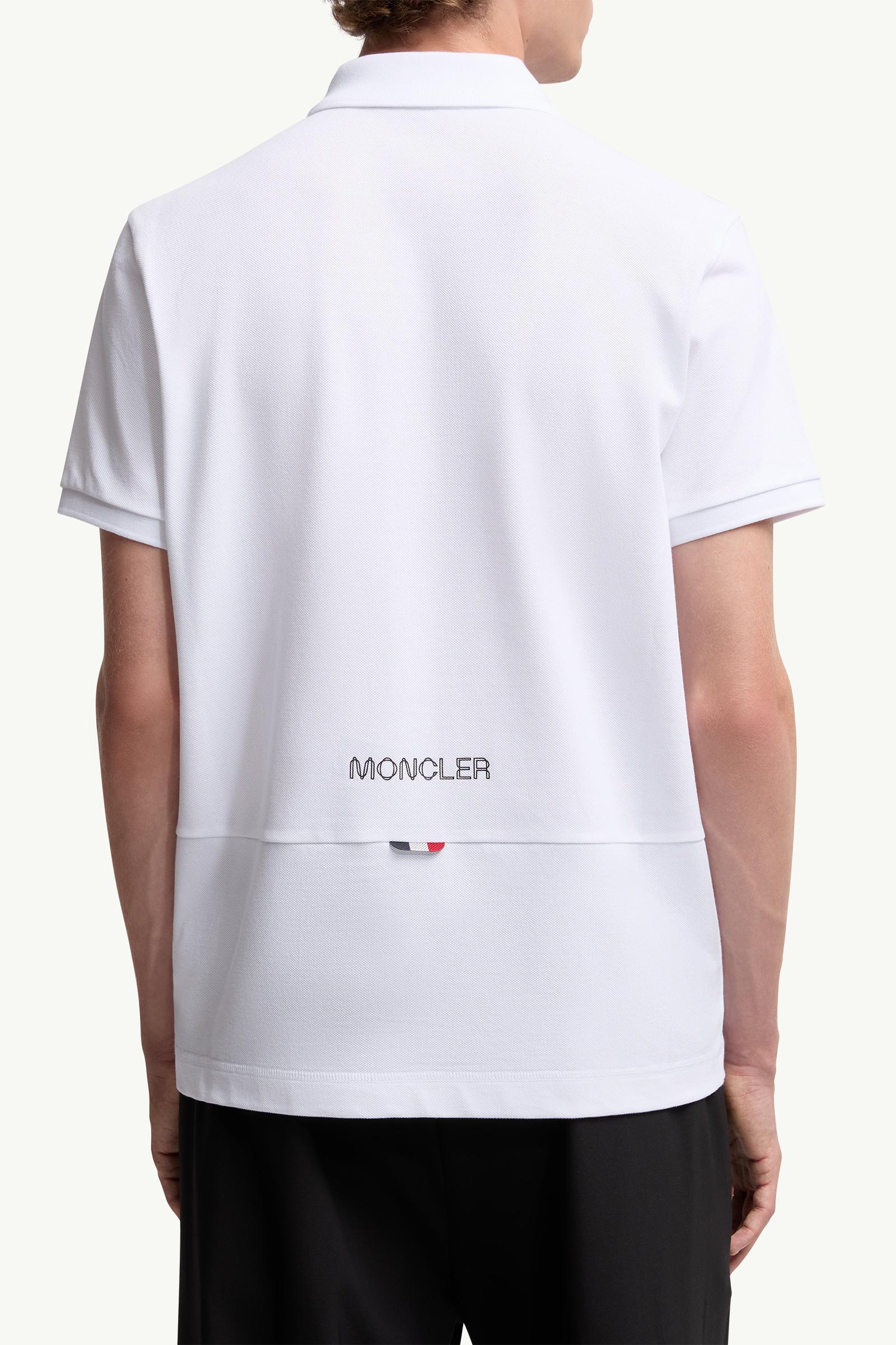 Moncler Logo Patch Cotton Piquet Polo Shirt White White