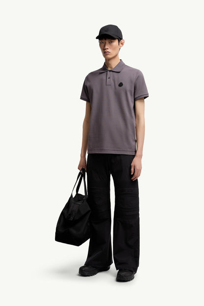 Moncler Logo Patch Cotton Piquet Polo Shirt Dark Grey Dark Grey