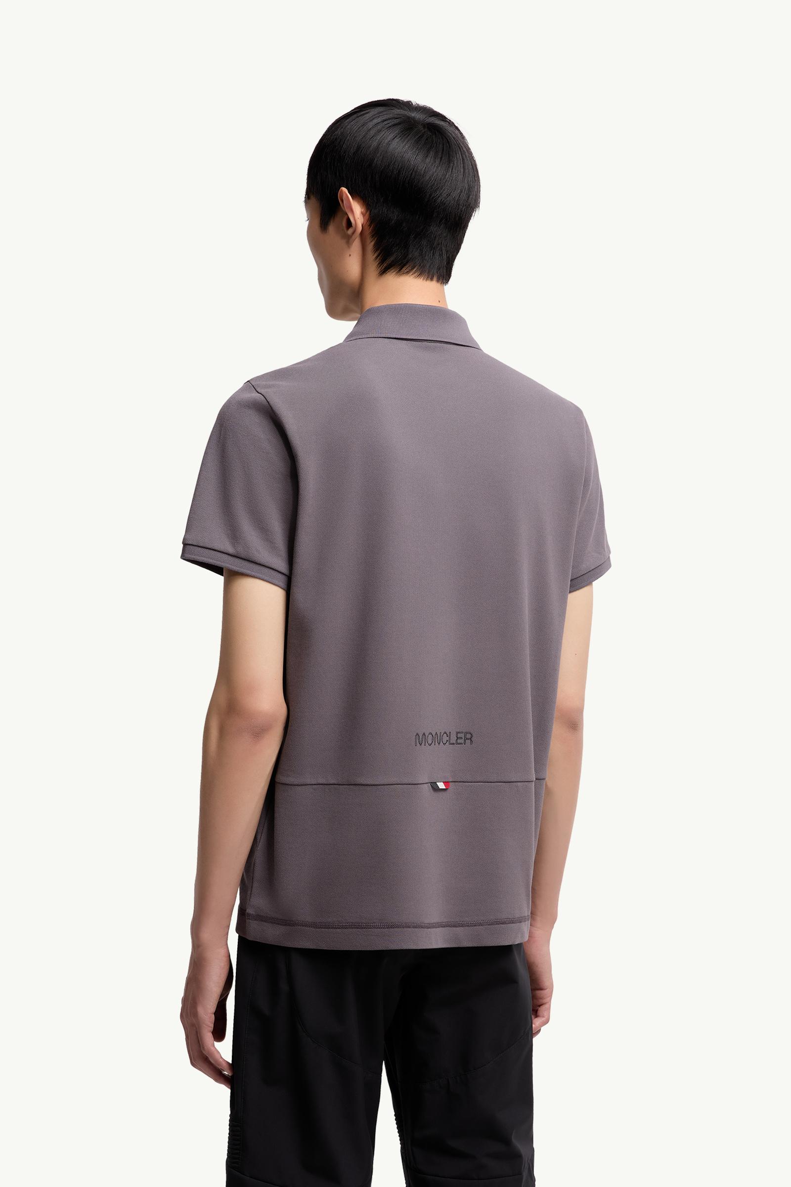 Moncler Logo Patch Cotton Piquet Polo Shirt Dark Grey Dark Grey
