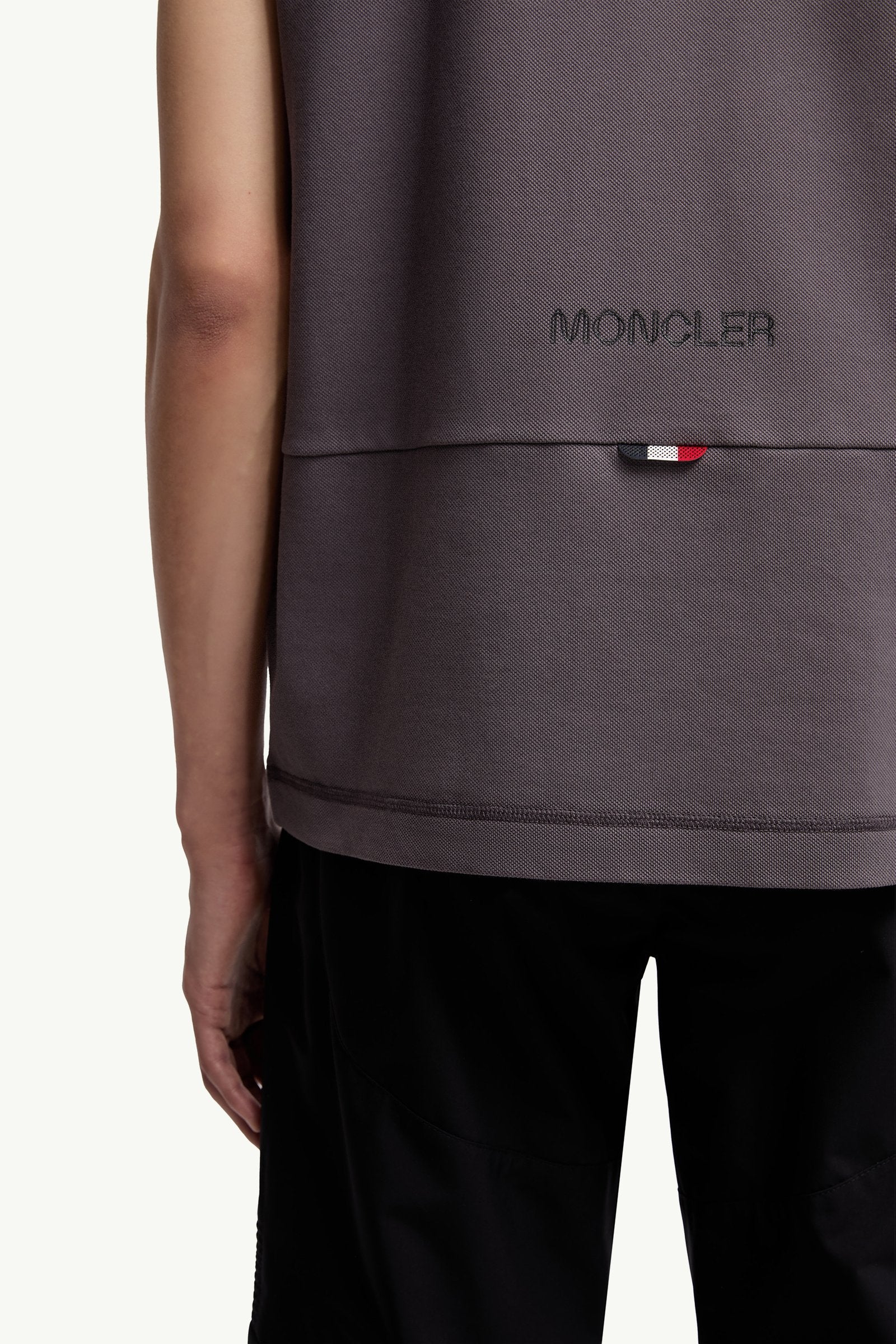 Moncler Logo Patch Cotton Piquet Polo Shirt Dark Grey Dark Grey