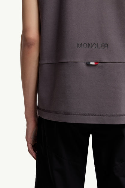 Moncler Logo Patch Cotton Piquet Polo Shirt Dark Grey Dark Grey