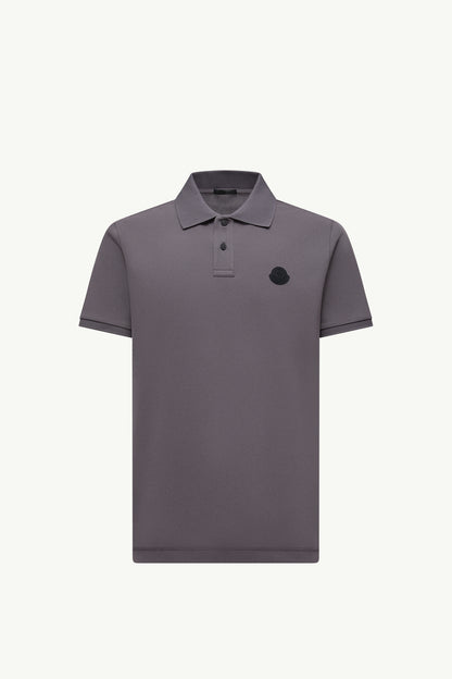 Moncler Logo Patch Cotton Piquet Polo Shirt Dark Grey Dark Grey