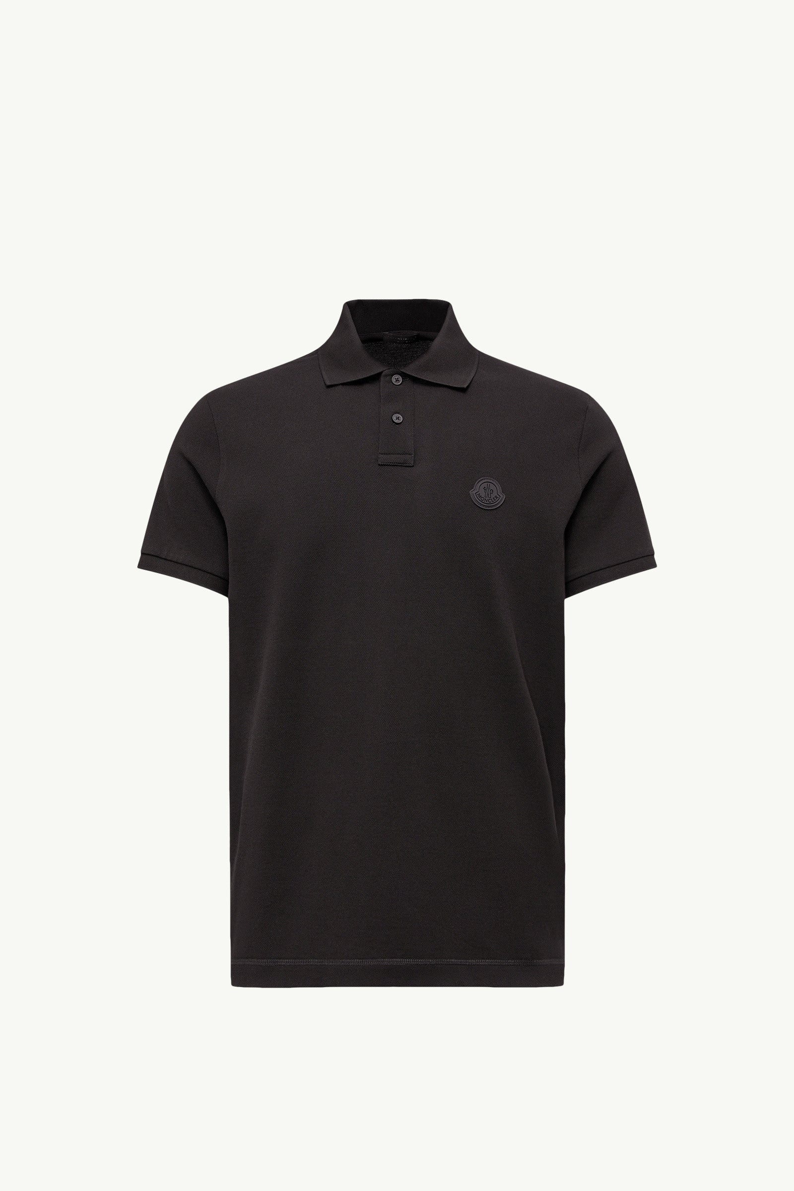 Moncler Logo Patch Cotton Piquet Polo Shirt Black Black