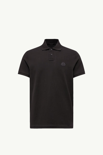 Moncler Logo Patch Cotton Piquet Polo Shirt Black Black