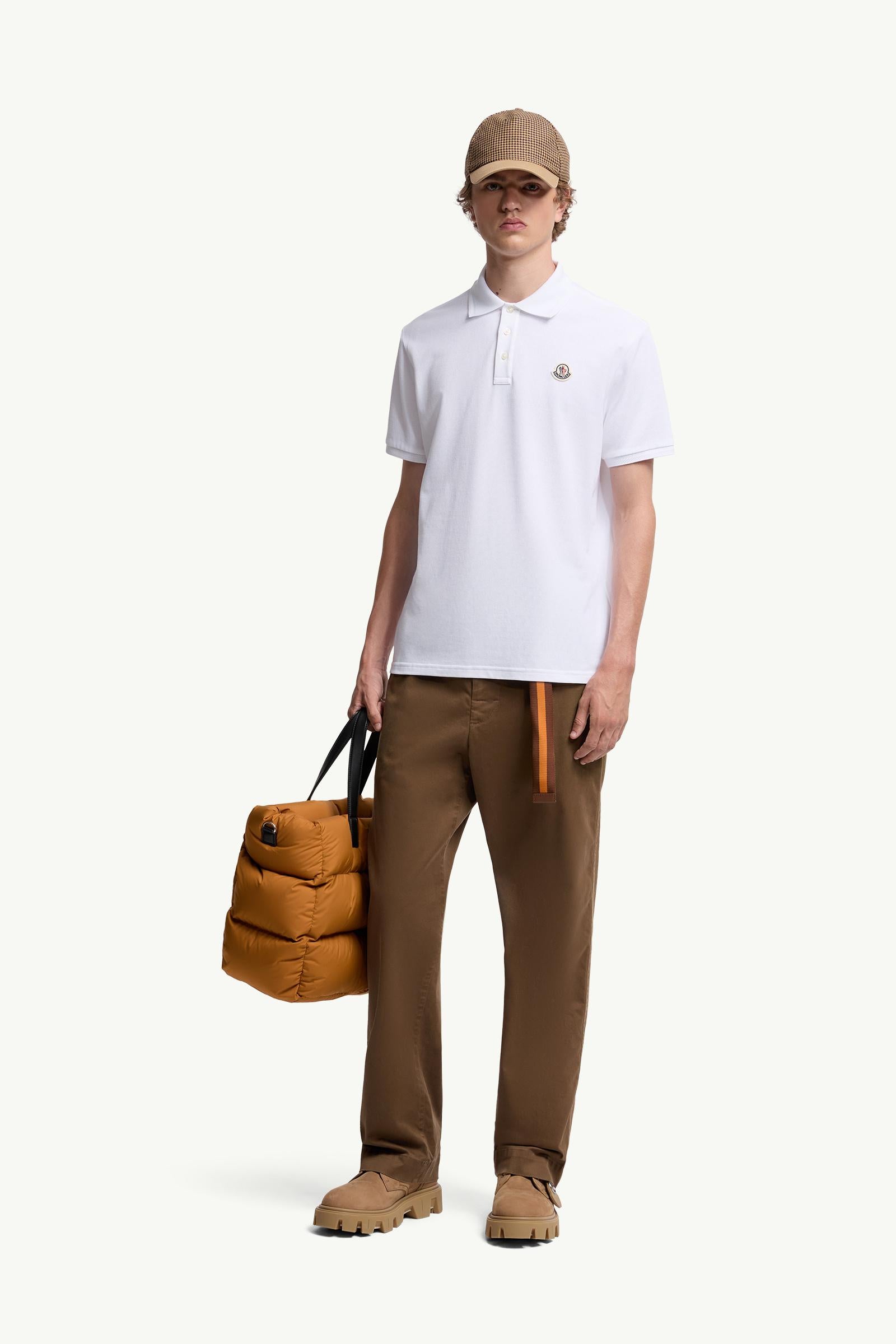 Moncler Logo Patch Cotton Piquet Polo Shirt White White