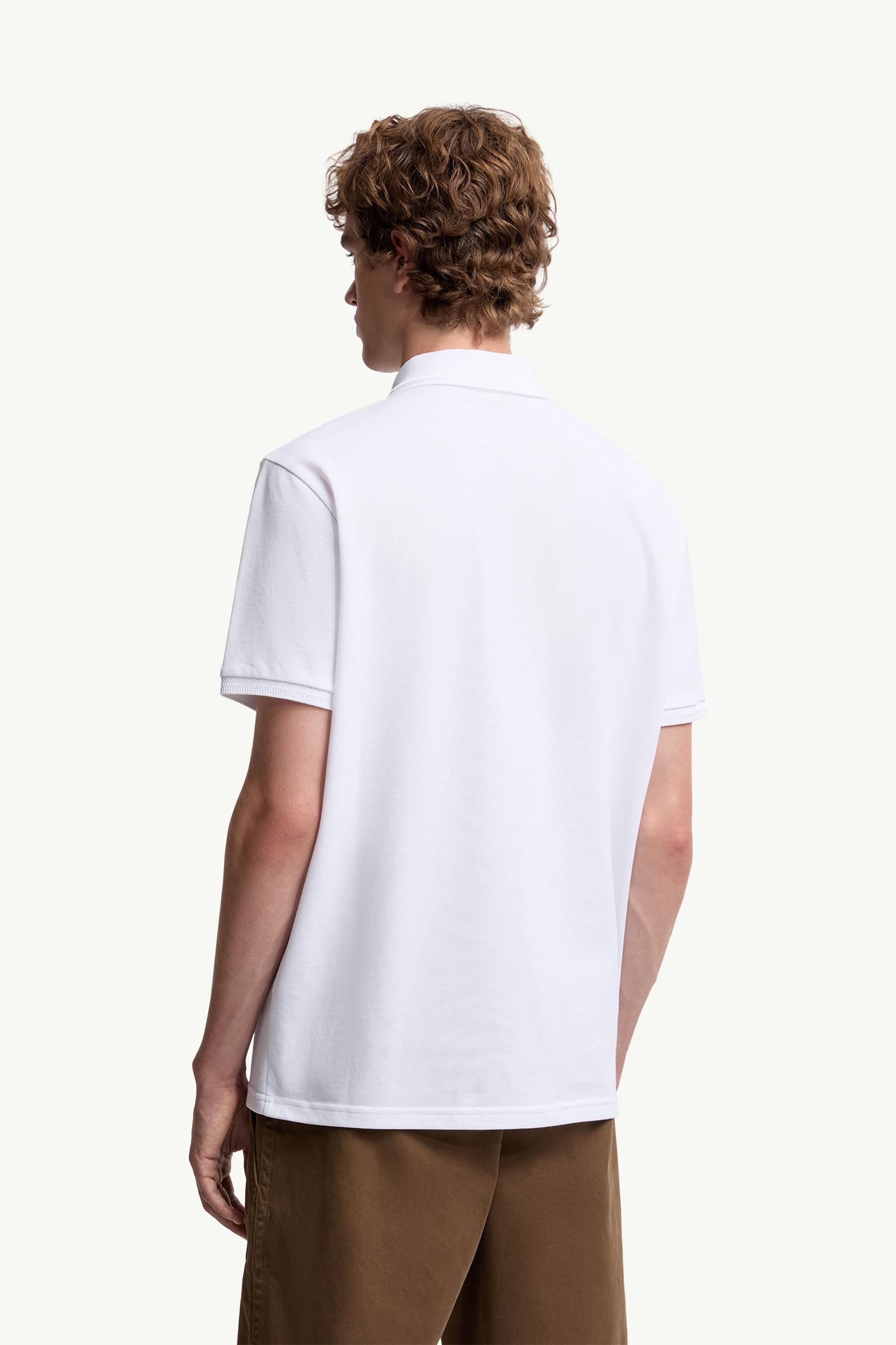 Moncler Logo Patch Cotton Piquet Polo Shirt White White