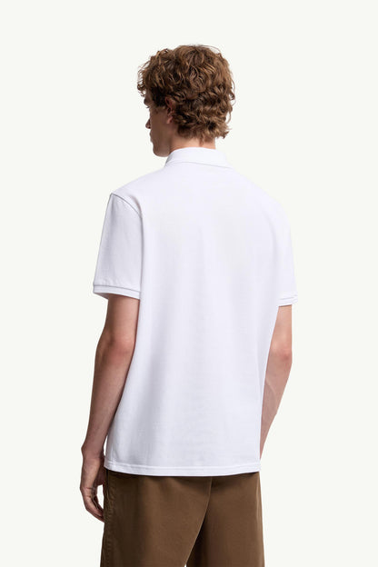 Moncler Logo Patch Cotton Piquet Polo Shirt White White