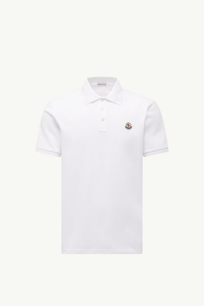 Moncler Logo Patch Cotton Piquet Polo Shirt White White