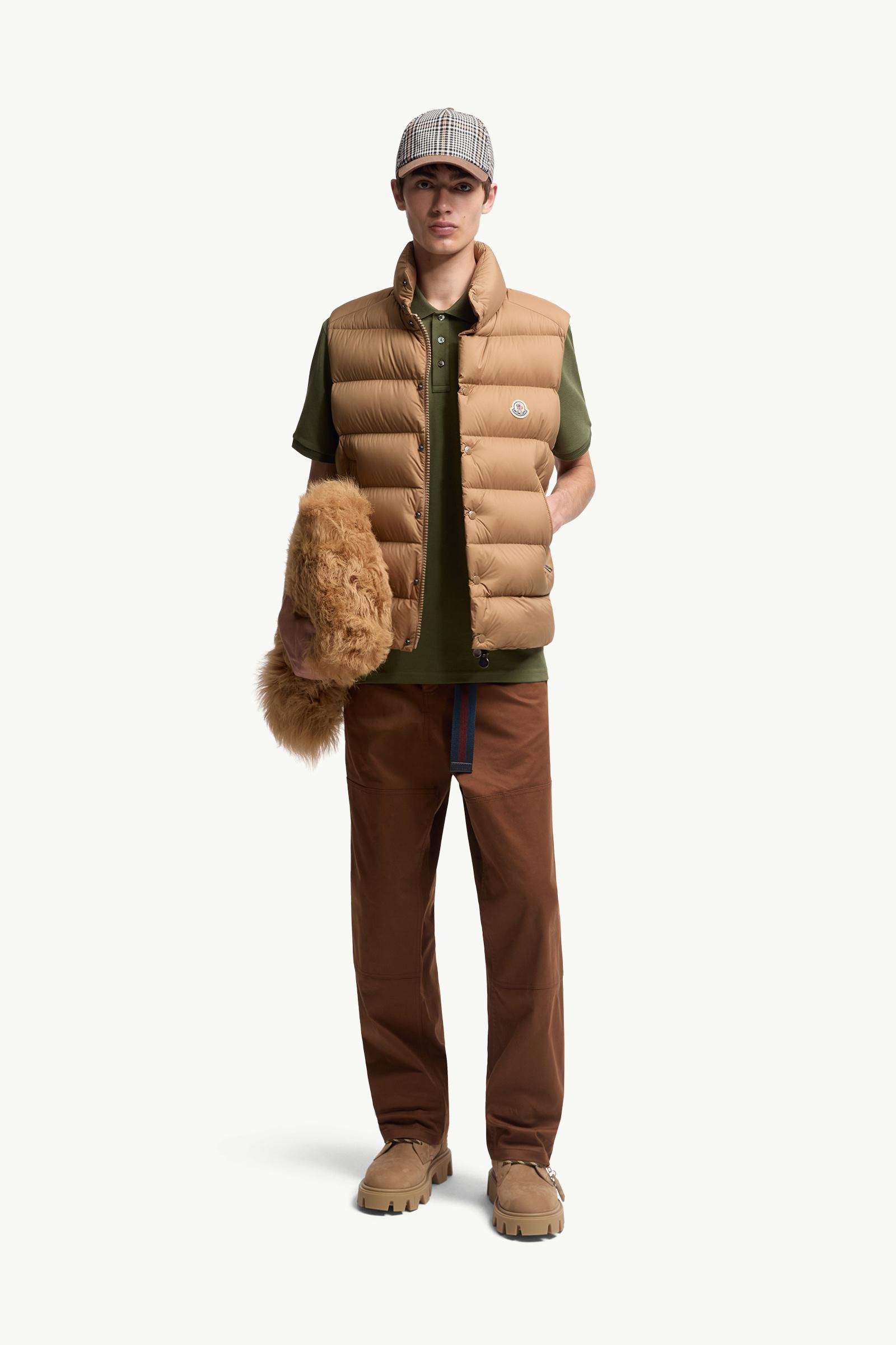 Moncler Logo Patch Cotton Piquet Polo Shirt Khaki Khaki