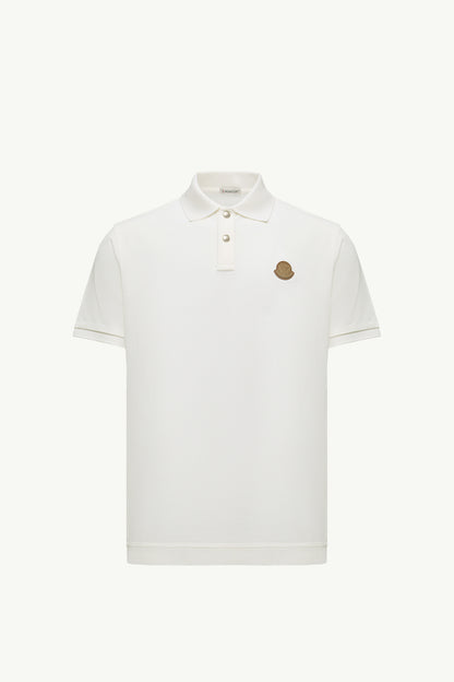 Moncler Logo Patch Cotton Piquet Polo Shirt White White