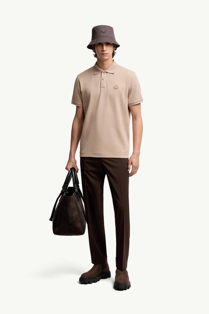 Moncler Logo Patch Cotton Piquet Polo Shirt Light Beige Light Beige