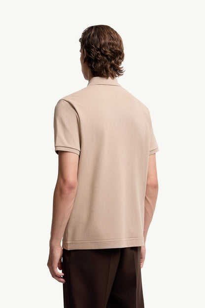 Moncler Logo Patch Cotton Piquet Polo Shirt Light Beige Light Beige