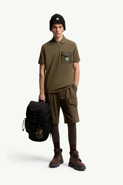 Moncler Cotton Piquet Polo Shirt With Pocket Olive Green Olive Green