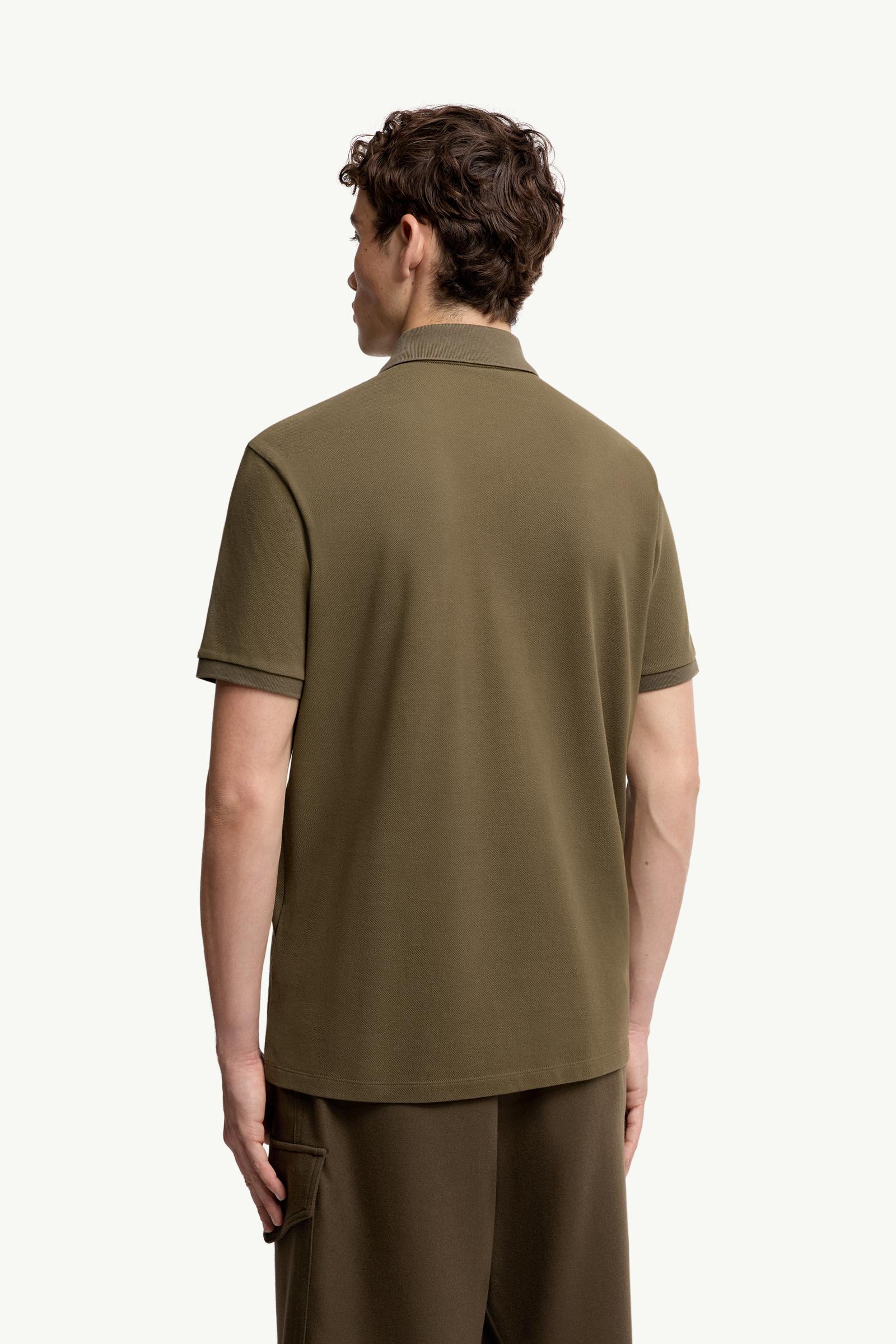 Moncler Cotton Piquet Polo Shirt With Pocket Olive Green Olive Green