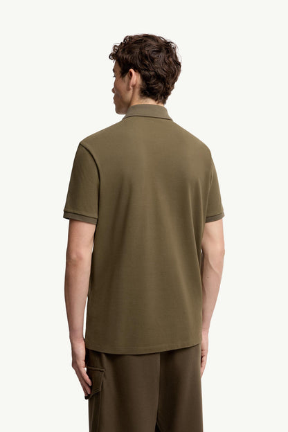 Moncler Cotton Piquet Polo Shirt With Pocket Olive Green Olive Green