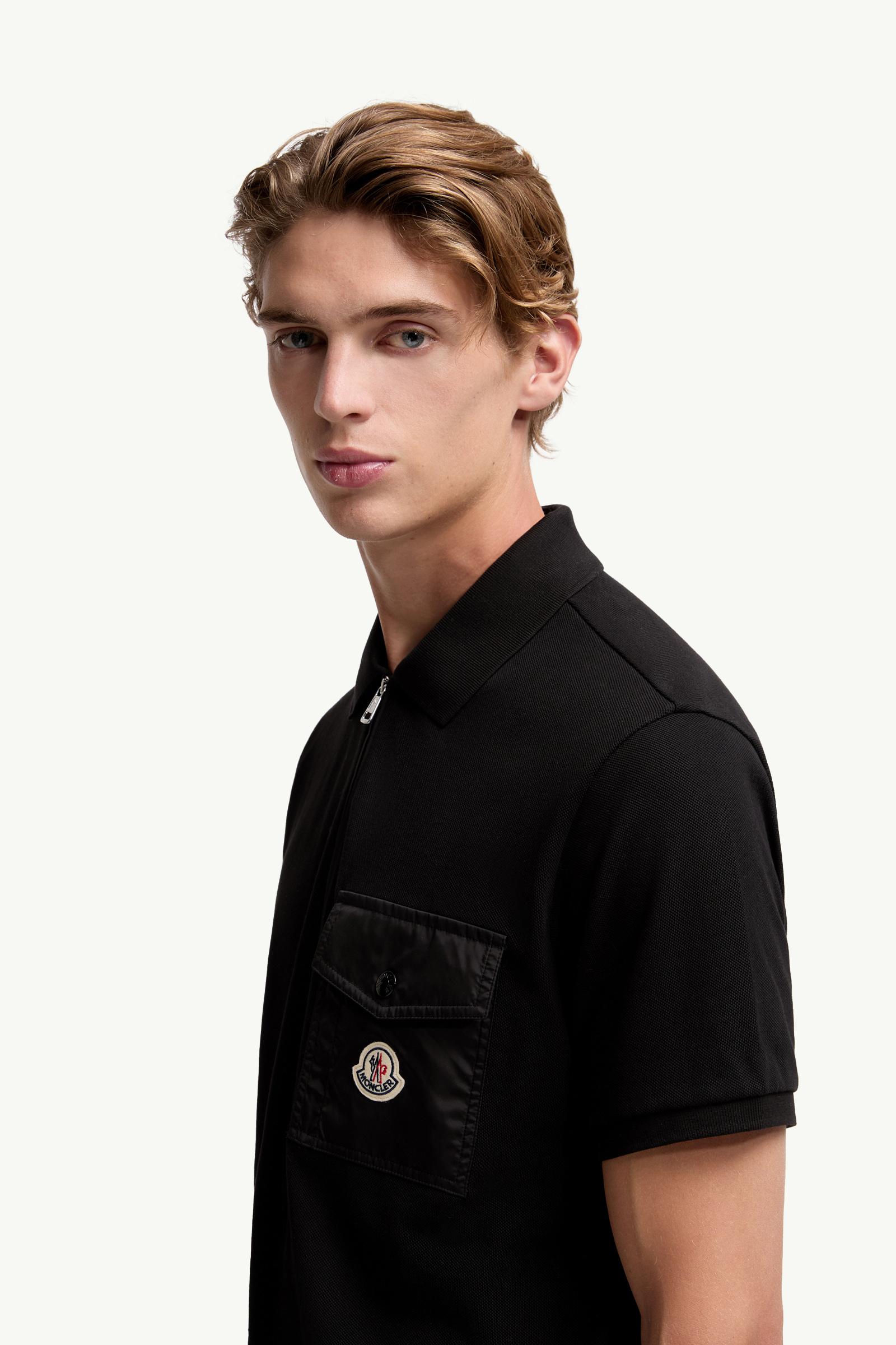 Moncler Cotton Piquet Polo Shirt With Pocket Black Black
