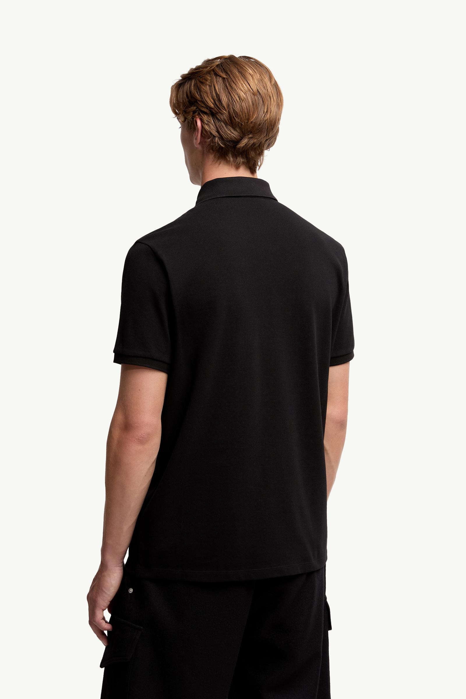 Moncler Cotton Piquet Polo Shirt With Pocket Black Black