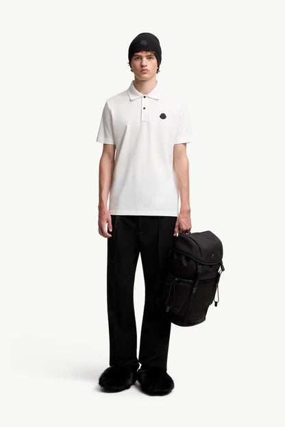Moncler Logo Cotton Piquet Polo Shirt White White