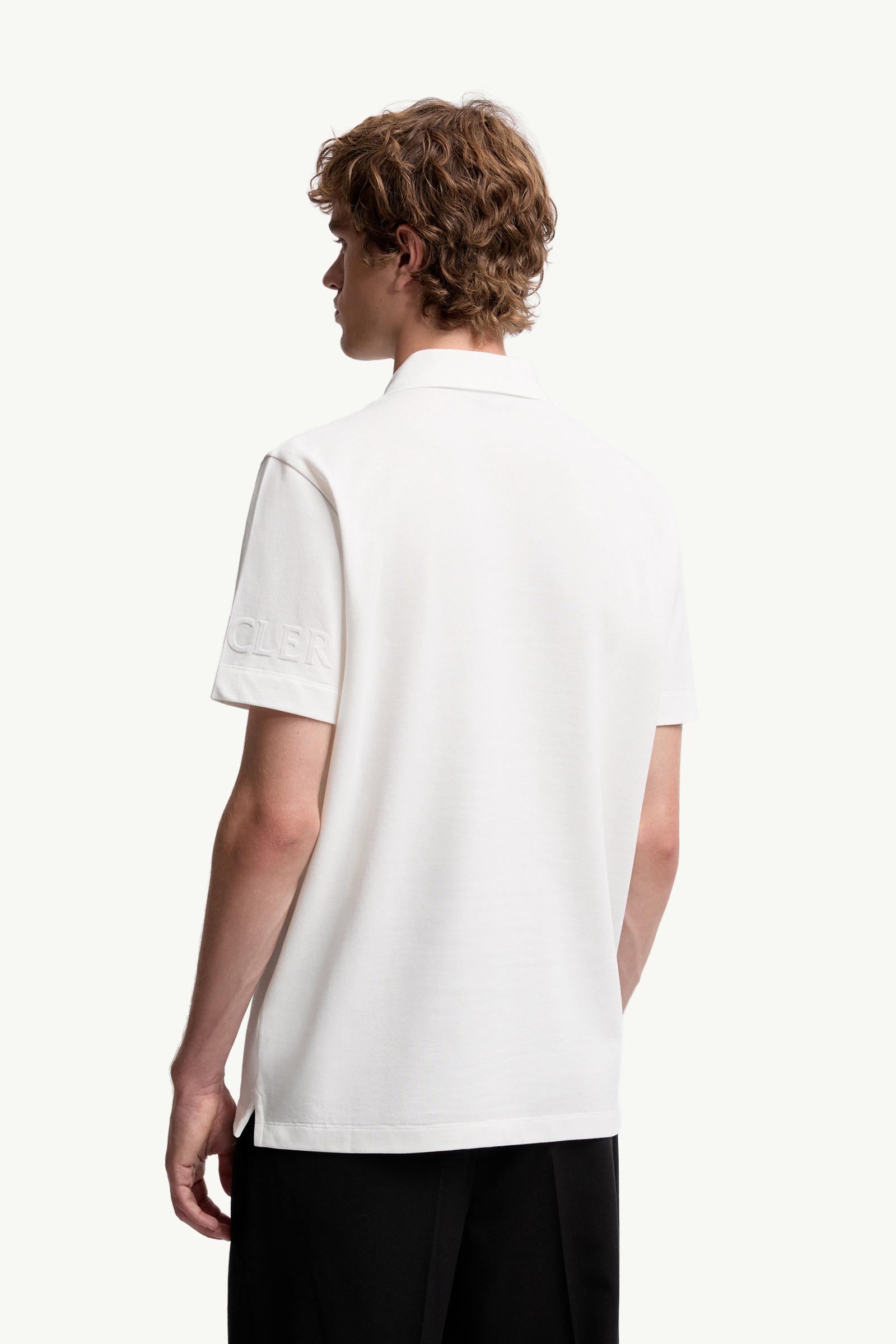 Moncler Logo Cotton Piquet Polo Shirt White White
