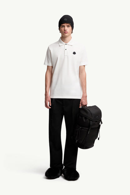Moncler Logo Cotton Piquet Polo Shirt White White
