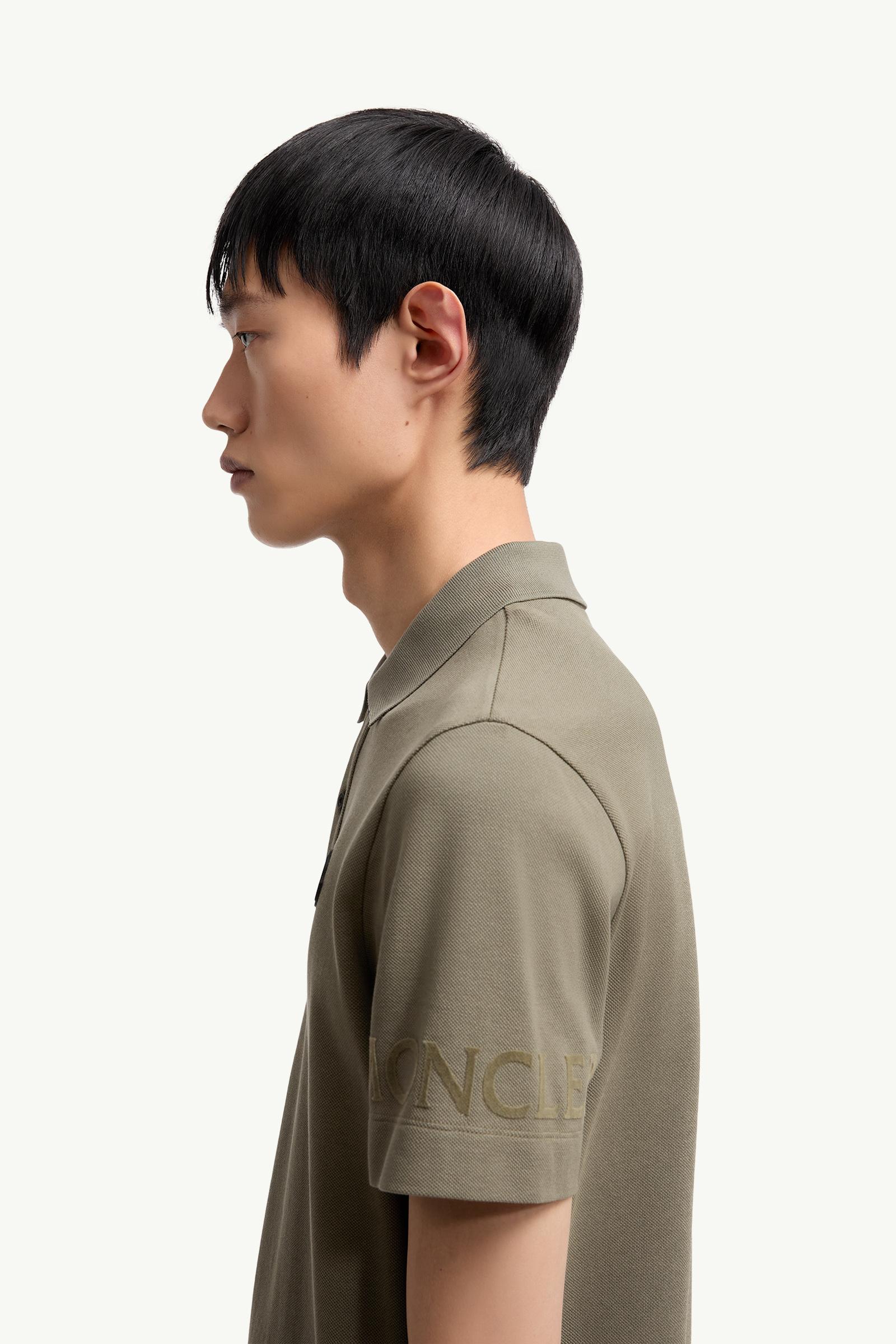 Moncler Logo Cotton Piquet Polo Shirt Dark Green Dark Green