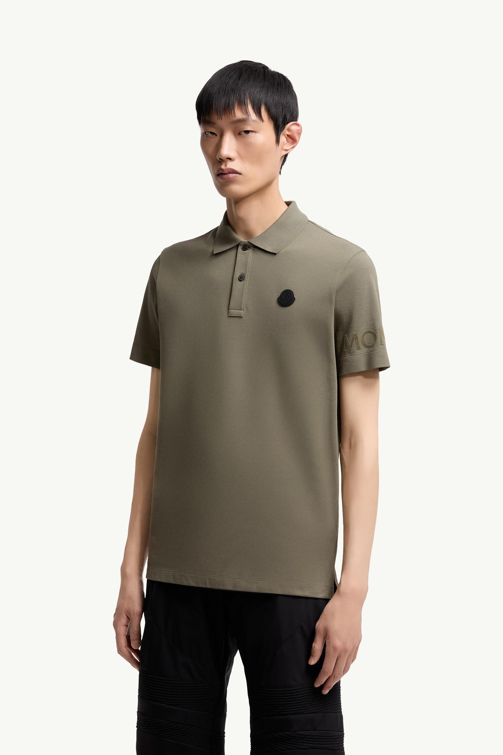 Moncler Logo Cotton Piquet Polo Shirt Dark Green Dark Green