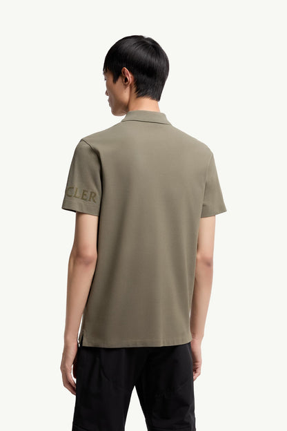 Moncler Logo Cotton Piquet Polo Shirt Dark Green Dark Green
