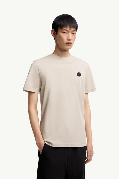 Moncler Logo Patch Cotton T-Shirt Light Beige Light Beige